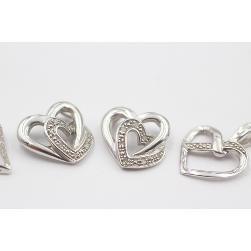 122 - 4x 9ct White Gold Heart Frame Pendants Inc. Diamond (3.6g)