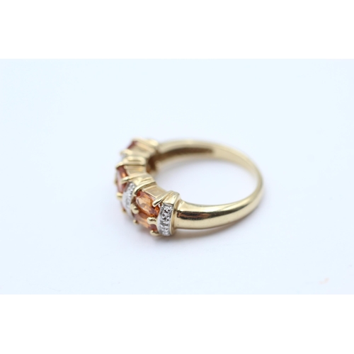 130 - 9ct Gold Diamond & Yellow Gemstone Dress Ring (4.3g) Size N