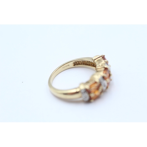 130 - 9ct Gold Diamond & Yellow Gemstone Dress Ring (4.3g) Size N