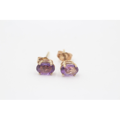 141 - 14ct Gold Amethyst Stud Earrings (1g)