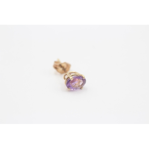 141 - 14ct Gold Amethyst Stud Earrings (1g)