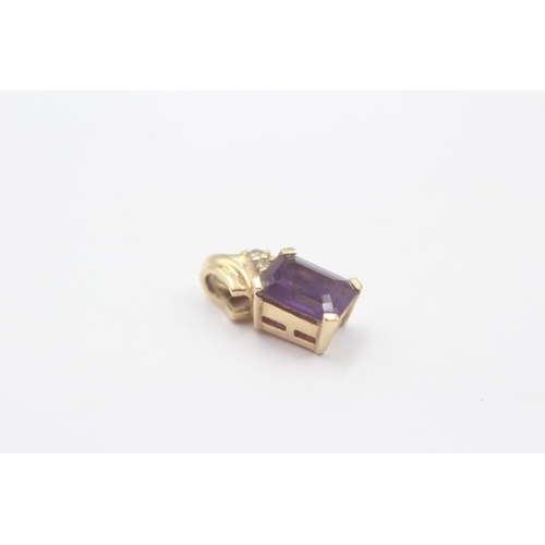 142 - 14ct Gold Diamond & Amethyst Pendant (1.4g)