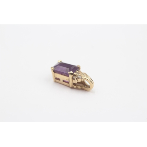 142 - 14ct Gold Diamond & Amethyst Pendant (1.4g)