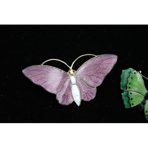 155 - Two Silver Enamel Butterfly Brooches (15g)