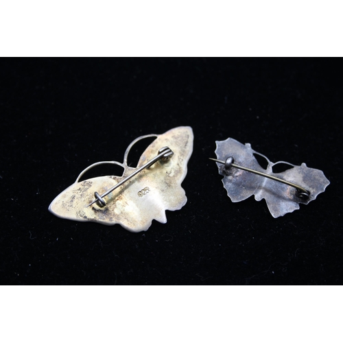 155 - Two Silver Enamel Butterfly Brooches (15g)