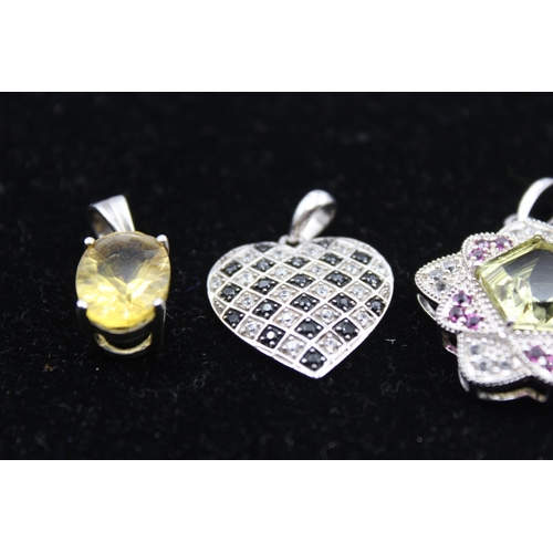 162 - Five Silver Gemstone Set Pendants By Tggc Including Tanzanite And Sapphire (19g)