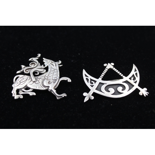 173 - Two Silver Celtic Design Brooches By Ola Gorie (25g)