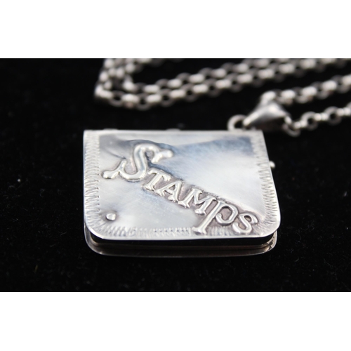 180 - A Silver Stamp Holder Pendant And Chain (29g)