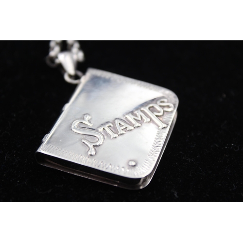 180 - A Silver Stamp Holder Pendant And Chain (29g)