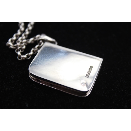 180 - A Silver Stamp Holder Pendant And Chain (29g)