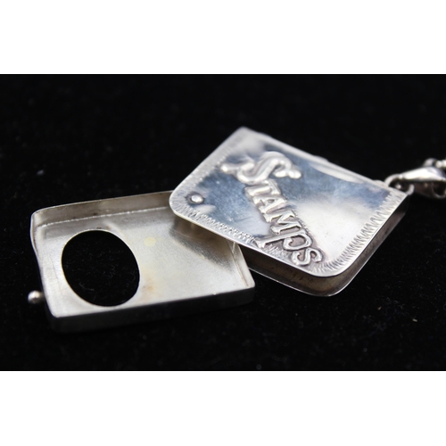 180 - A Silver Stamp Holder Pendant And Chain (29g)