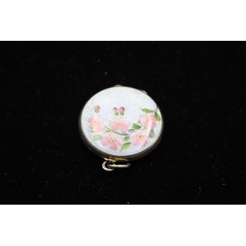 187 - A Silver Guilloche Enamel Floral Locket (16g)