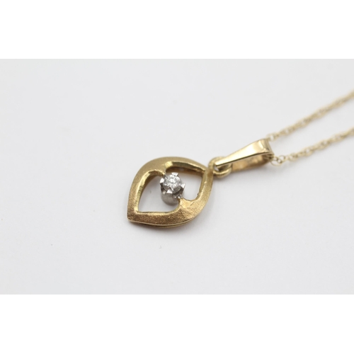 43 - 9ct Gold Diamond Heart Pendant Necklace (1.9g)