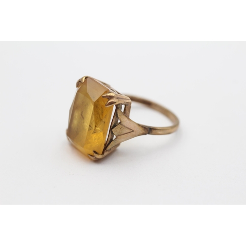 53 - 9ct Gold Yellow Paste Single Stone Cocktail Ring (5.9g) Size P
