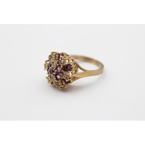 60 - 9ct Gold Diamond & Amethyst Dress Ring (4g) Size K