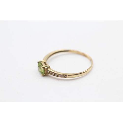 70 - 14ct Gold Peridot Single Stone Ring With Diamond Set Shank (1.6g) Size U