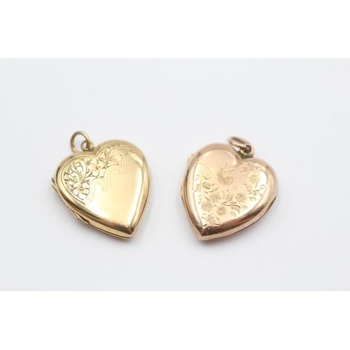 80 - 2 X 9ct Gold Back & Front Heart Locket Pendants (6.9g)