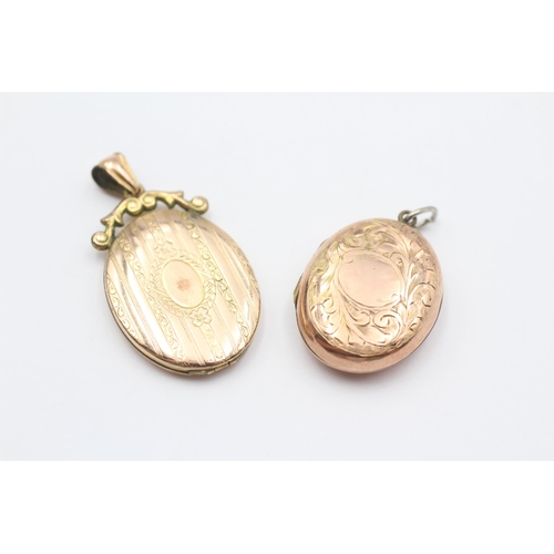 83 - 2 X 9ct Gold Back & Front Antique Locket Pendants (7g)