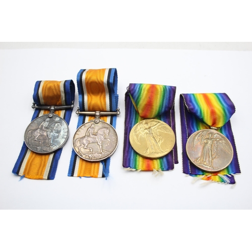 201 - 2x WW1 Medal Pairs & Original Long Ribbons, Pte Skelding DLI & Pte C. Rowell L.I