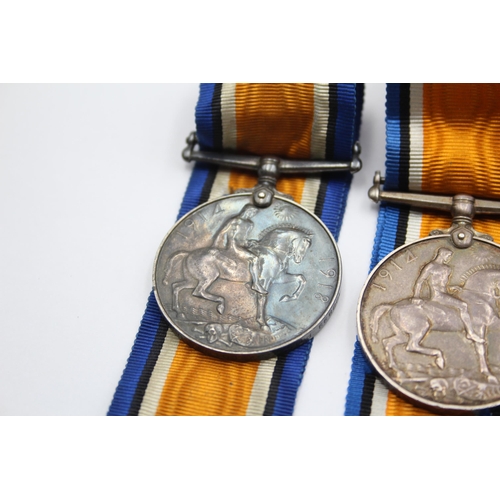 201 - 2x WW1 Medal Pairs & Original Long Ribbons, Pte Skelding DLI & Pte C. Rowell L.I