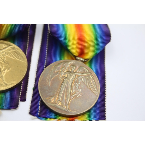 201 - 2x WW1 Medal Pairs & Original Long Ribbons, Pte Skelding DLI & Pte C. Rowell L.I