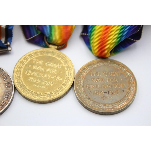 201 - 2x WW1 Medal Pairs & Original Long Ribbons, Pte Skelding DLI & Pte C. Rowell L.I