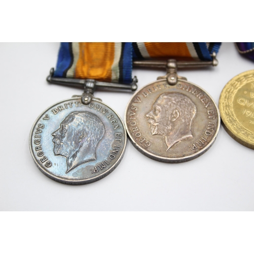 201 - 2x WW1 Medal Pairs & Original Long Ribbons, Pte Skelding DLI & Pte C. Rowell L.I