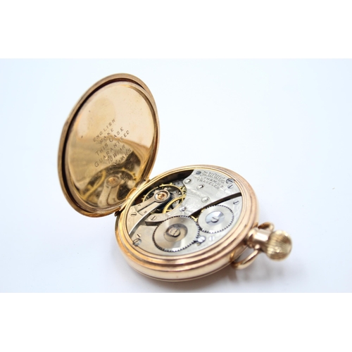 210 - WALTHAM Gent's Rolled Gold Full Hunter POCKET WATCH Hand-wind WORKING Clean