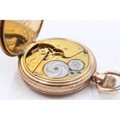 212 - ELGIN Gent's Rolled Gold Half Hunter POCKET WATCH Hand-wind WORKING