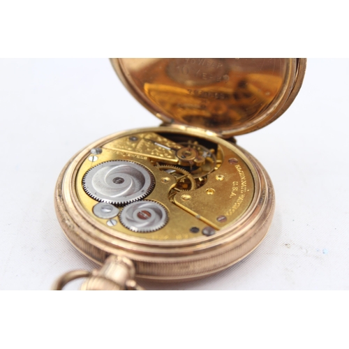 212 - ELGIN Gent's Rolled Gold Half Hunter POCKET WATCH Hand-wind WORKING