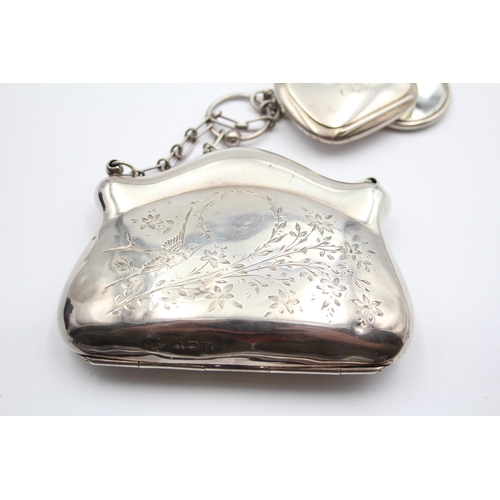 216 - Antique 1916 Birmingham STERLING SILVER Ladies Coin Purse w/ Accessories (129g)