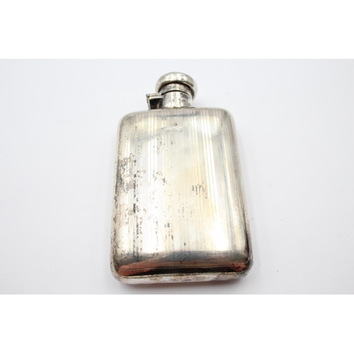 223 - Antique Hallmarked 1922 Birmingham STERLING SILVER Gents Hip Flask (123g)