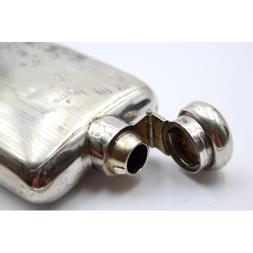 223 - Antique Hallmarked 1922 Birmingham STERLING SILVER Gents Hip Flask (123g)