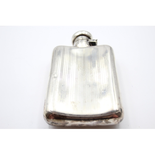 223 - Antique Hallmarked 1922 Birmingham STERLING SILVER Gents Hip Flask (123g)