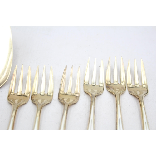 237 - 7 x DAVID ANDERSON .925 Sterling Silver Cake Forks & Server w/ Enamel (217g)