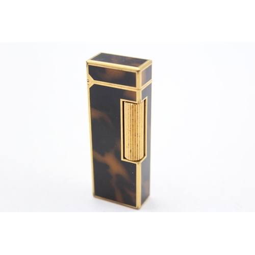 243 - DUNHILL Gold Plate & Brown Lacquer Cigarette Lighter (68g)