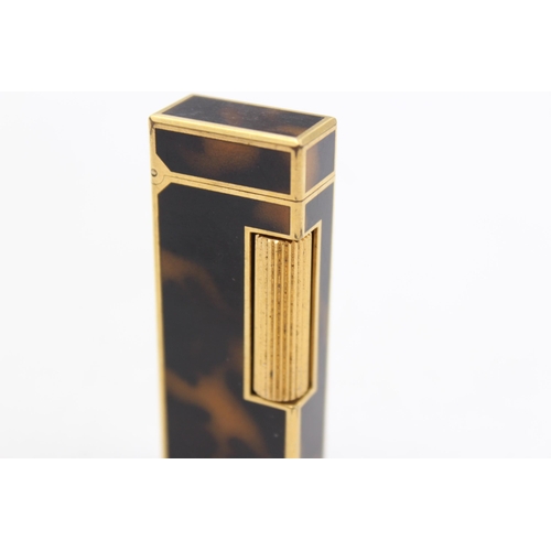 243 - DUNHILL Gold Plate & Brown Lacquer Cigarette Lighter (68g)