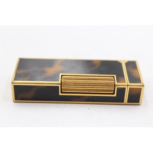 243 - DUNHILL Gold Plate & Brown Lacquer Cigarette Lighter (68g)