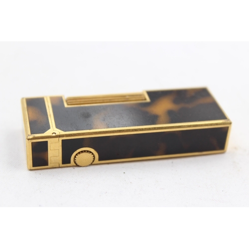 243 - DUNHILL Gold Plate & Brown Lacquer Cigarette Lighter (68g)