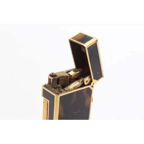 243 - DUNHILL Gold Plate & Brown Lacquer Cigarette Lighter (68g)