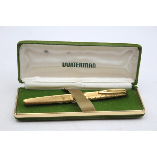 269 - Vintage WATERMAN C/F Gold Plated FOUNTAIN PEN w/ 18ct Gold Nib WRITING (24g)