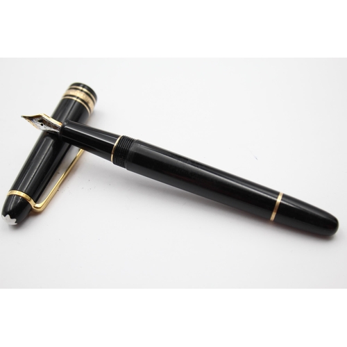 284 - MONTBLANC Meisterstuck Black FOUNTAIN PEN w/ 14ct White Gold Nib WRITING