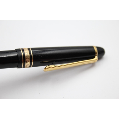 284 - MONTBLANC Meisterstuck Black FOUNTAIN PEN w/ 14ct White Gold Nib WRITING