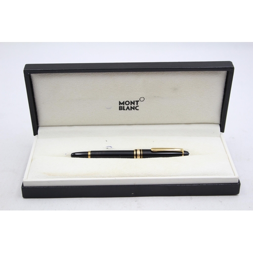 286 - MONTBLANC Meisterstuck Black FOUNTAIN PEN w/ 14ct Gold Nib WRITING Boxed