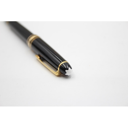 286 - MONTBLANC Meisterstuck Black FOUNTAIN PEN w/ 14ct Gold Nib WRITING Boxed