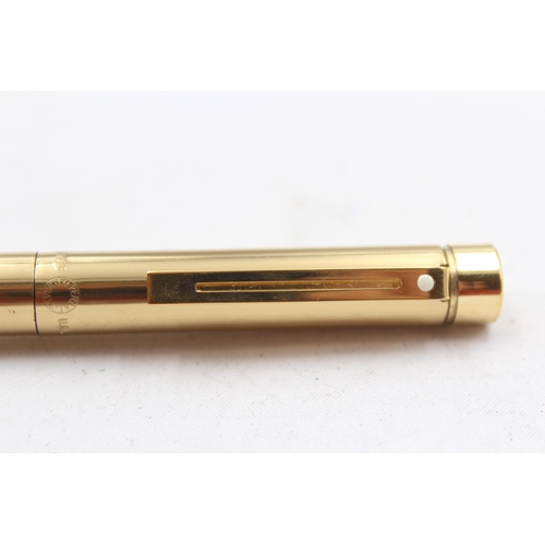 288 - Vintage SHEAFFER Imperial Brass Fountain Pen w/ 14ct Gold Nib WRITING