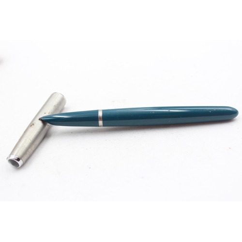 289 - Vintage PARKER 51 Teal FOUNTAIN PEN w/ Brushed Steel Cap, Pencil, Original Box