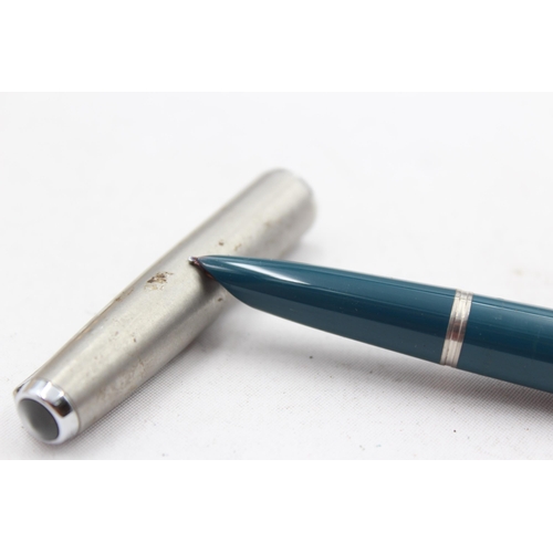 289 - Vintage PARKER 51 Teal FOUNTAIN PEN w/ Brushed Steel Cap, Pencil, Original Box