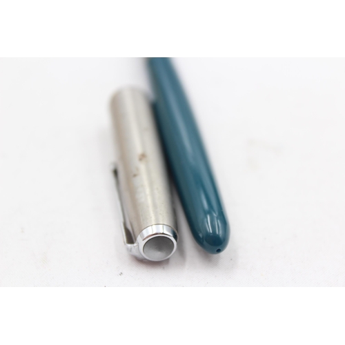 289 - Vintage PARKER 51 Teal FOUNTAIN PEN w/ Brushed Steel Cap, Pencil, Original Box