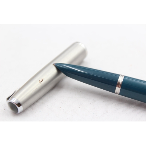 289 - Vintage PARKER 51 Teal FOUNTAIN PEN w/ Brushed Steel Cap, Pencil, Original Box